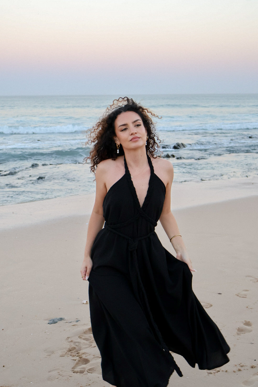 Black Linen Cleopatra Dress