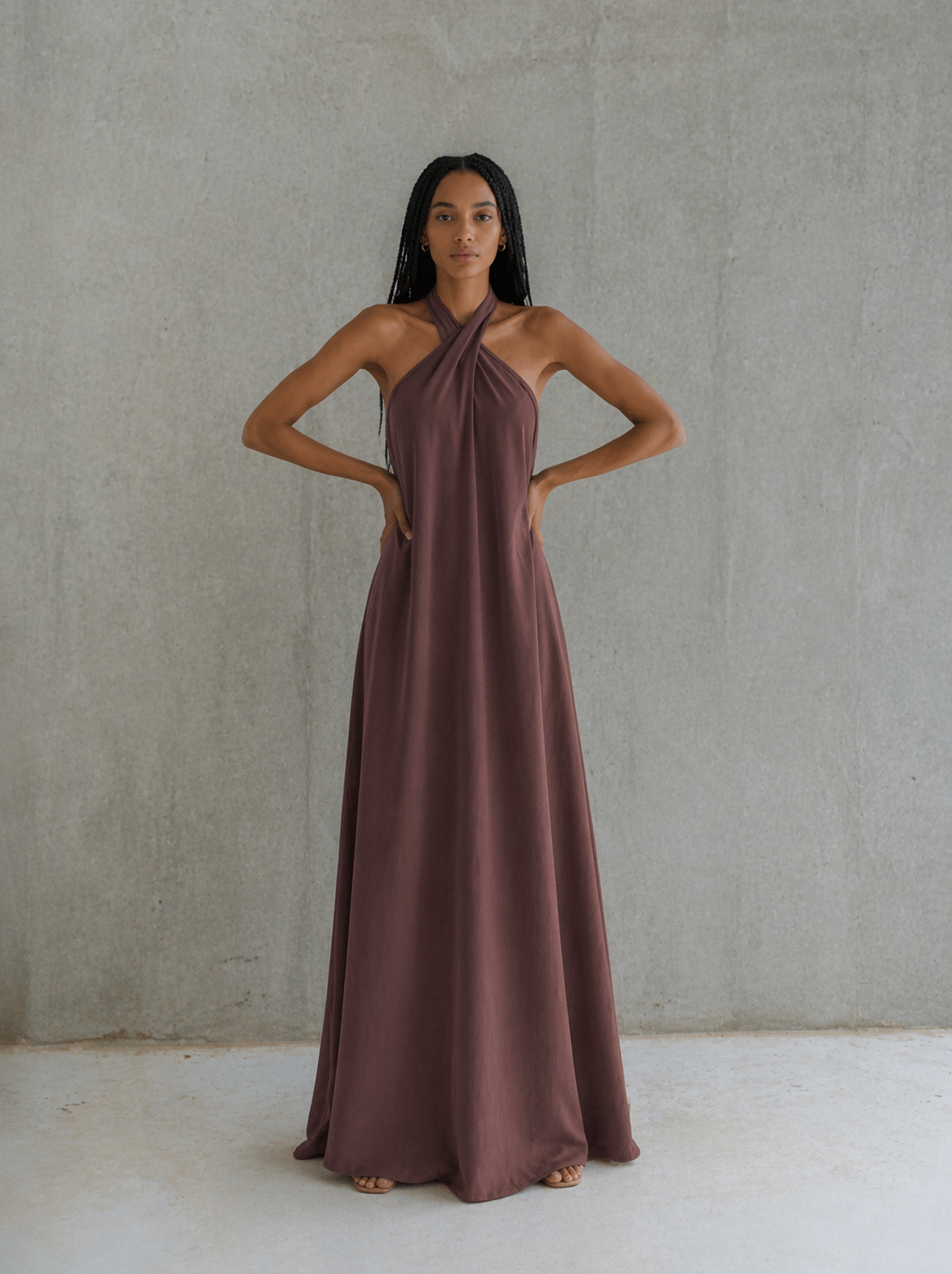 Rubi Halter-Neck Linen Dress