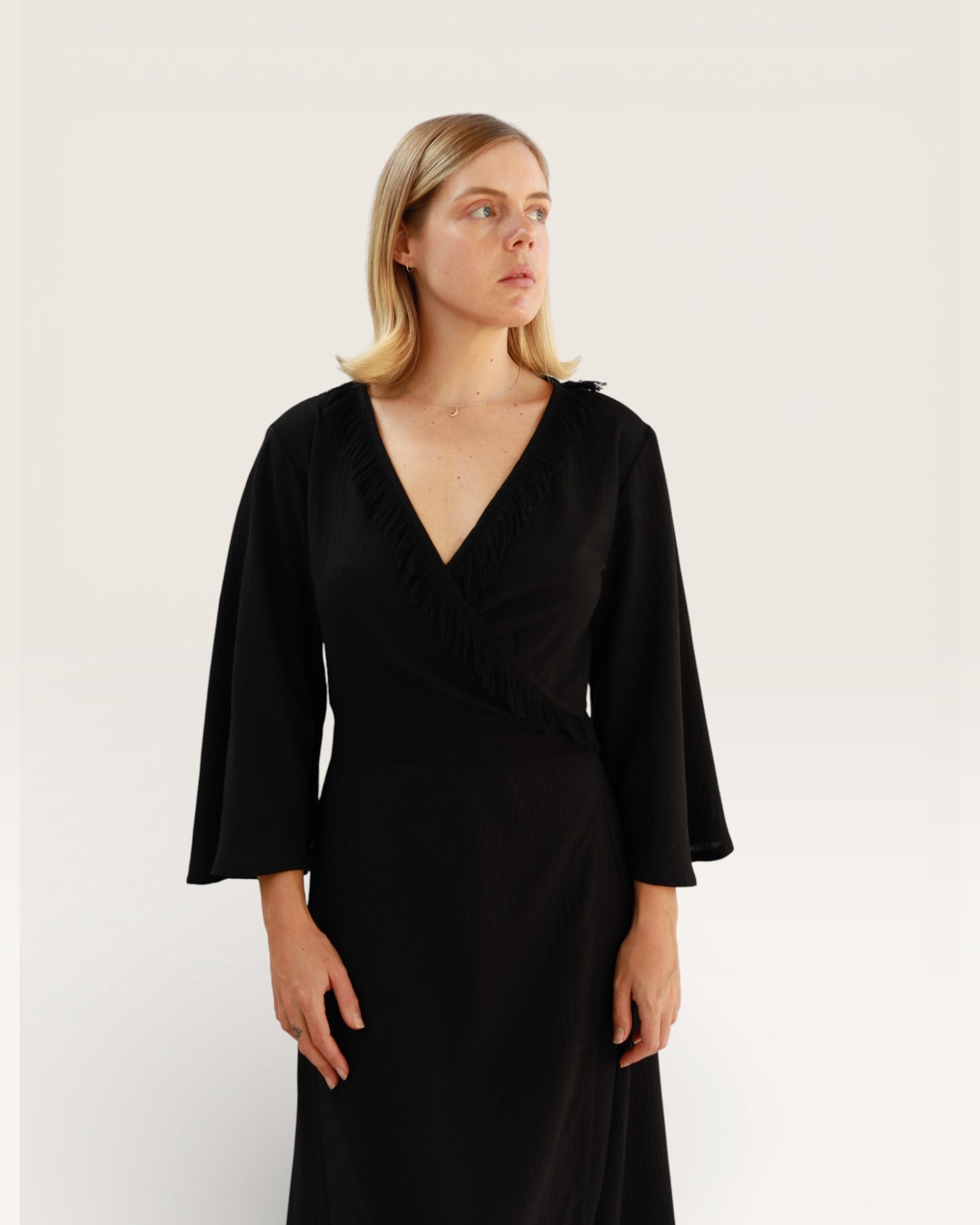 Black Amira Wrap Dress