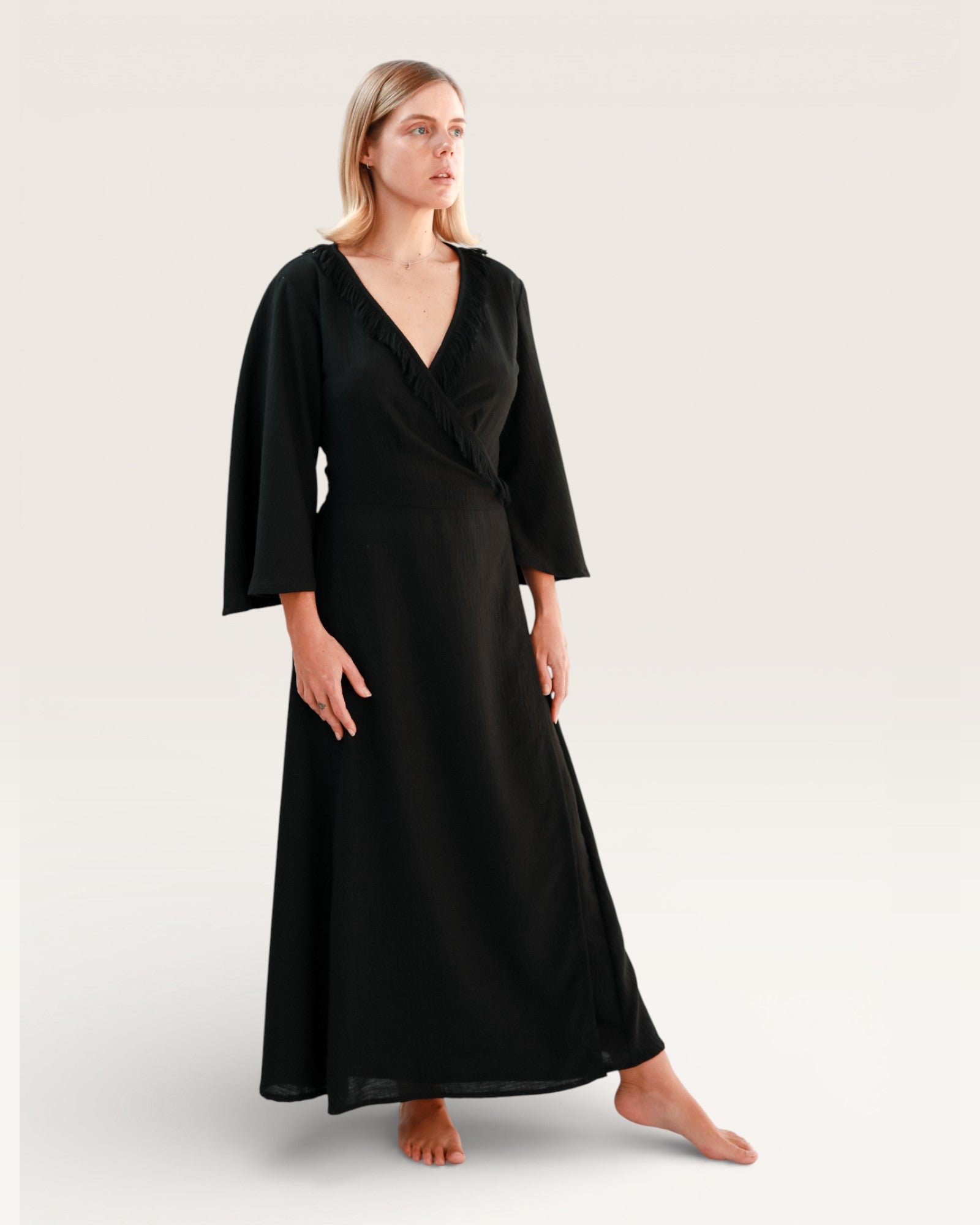 Black Amira Wrap Dress