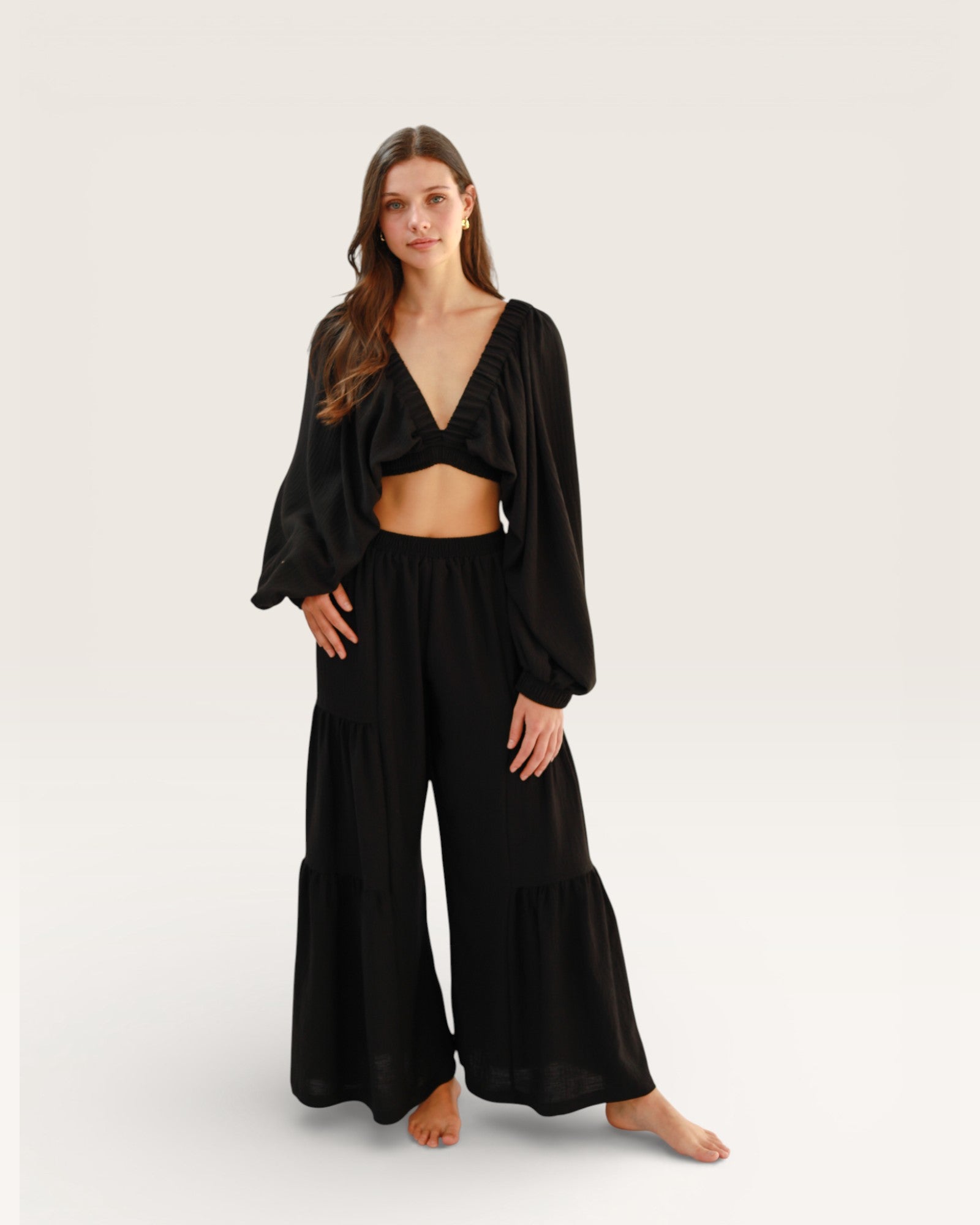 Black Waterfall Pants