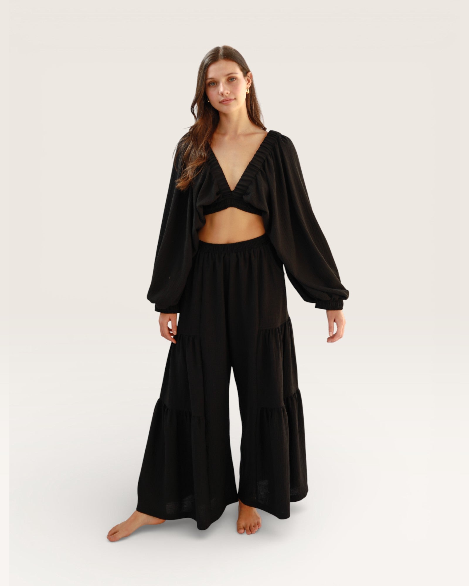 Black Waterfall Pants