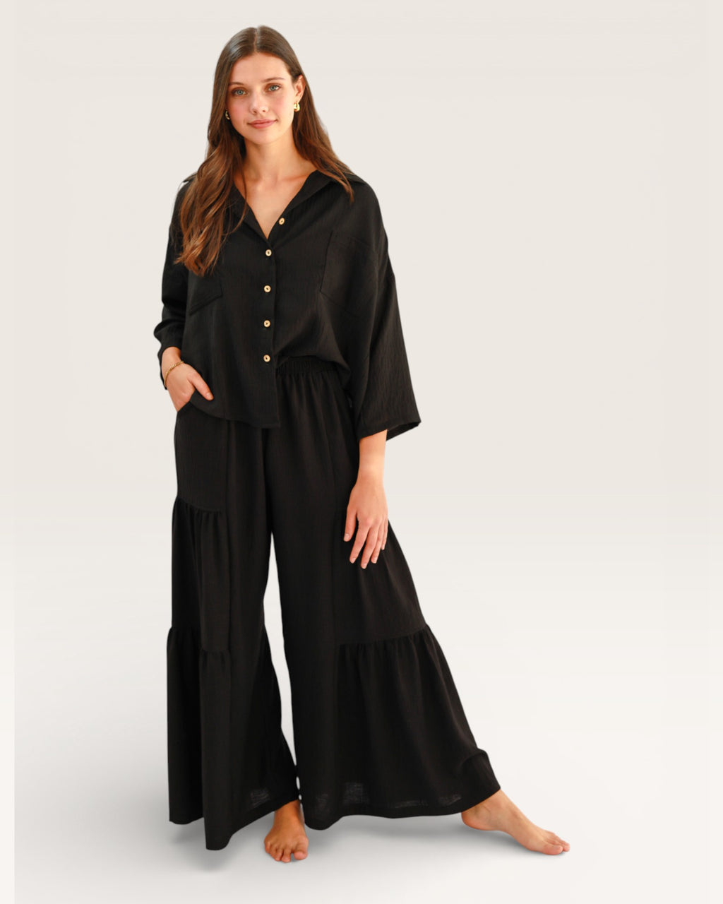Black Waterfall Pants