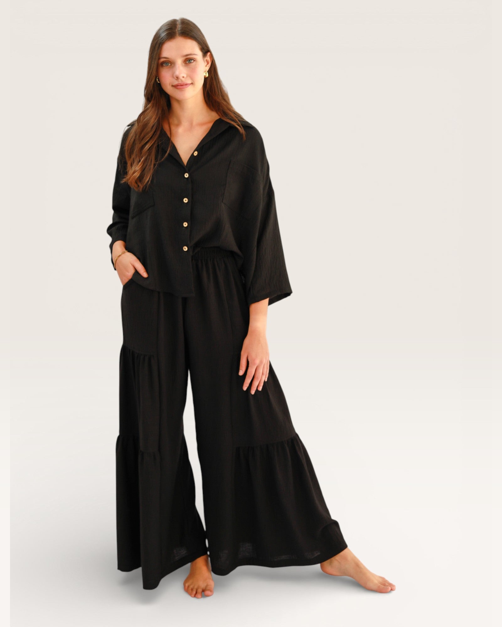 Black Waterfall Pants