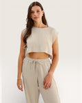Grey Cropped Tie Top