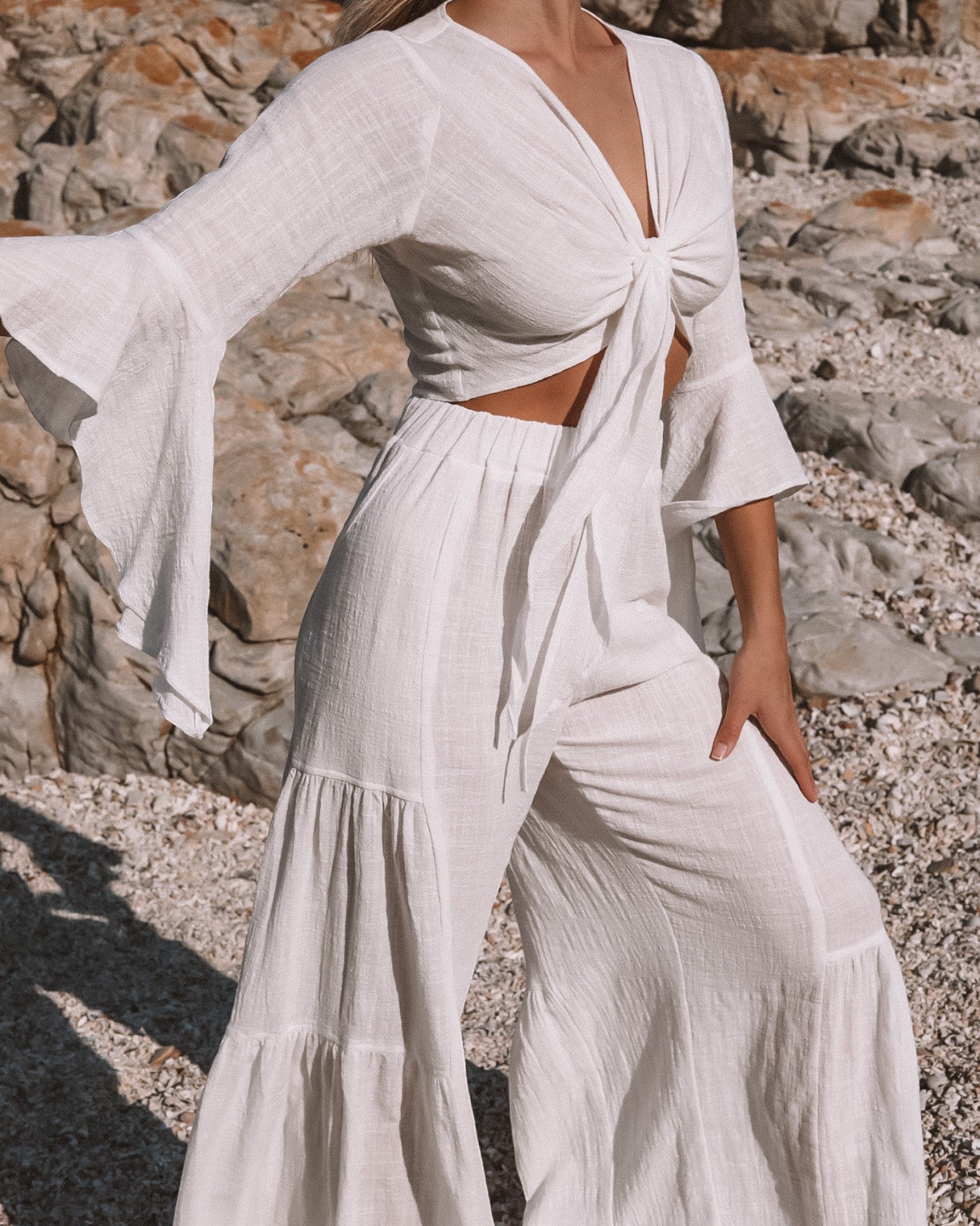 White Bell Sleeved Bolero