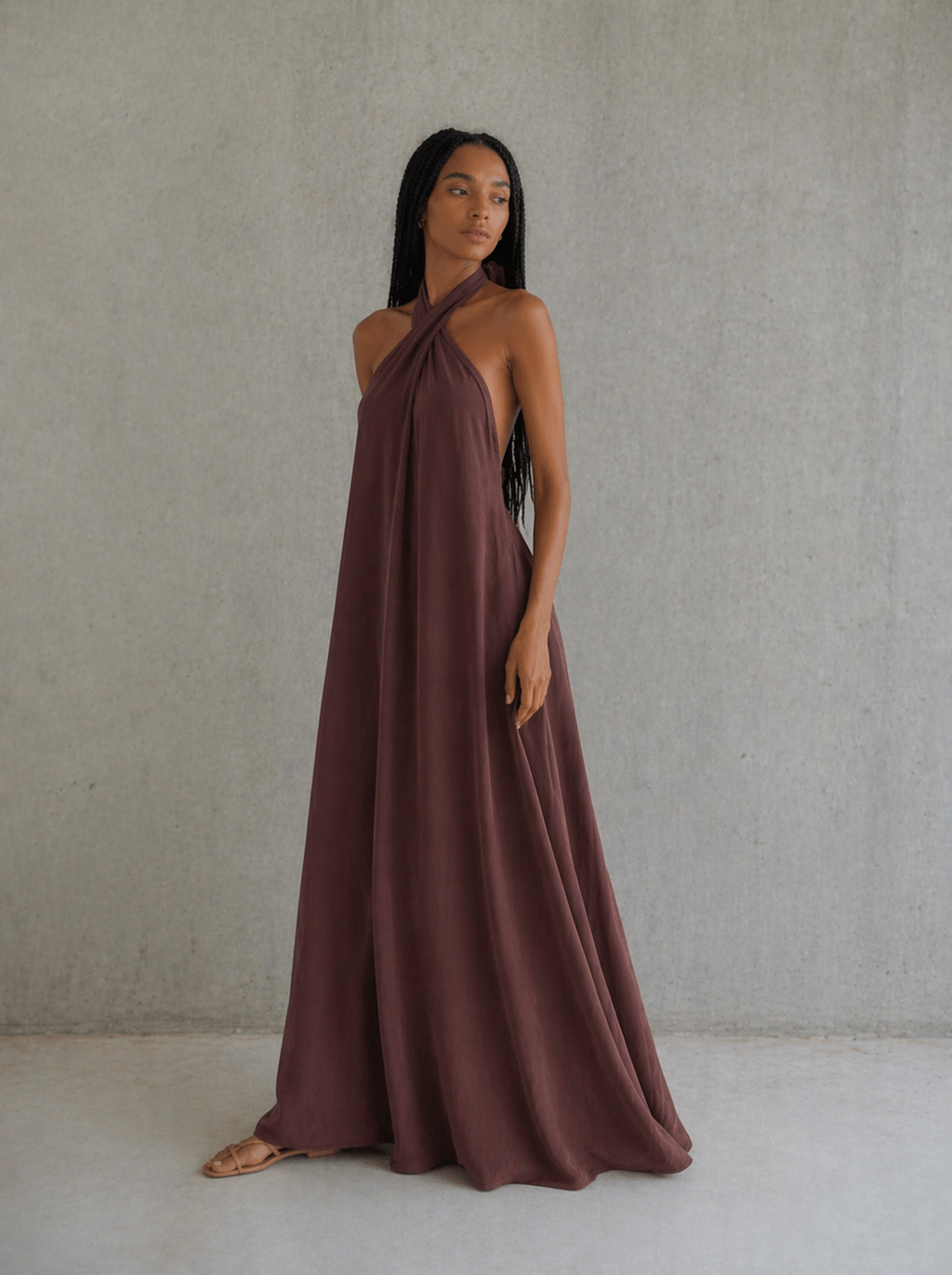 Rubi Halter-Neck Linen Dress