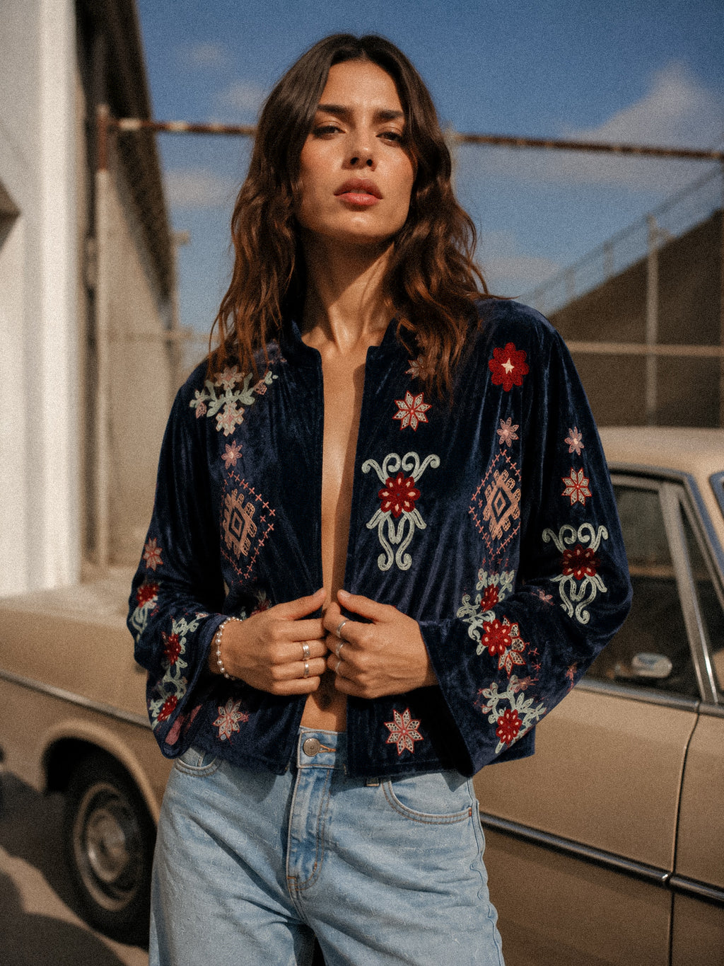 Embroidered Velvet Jacket
