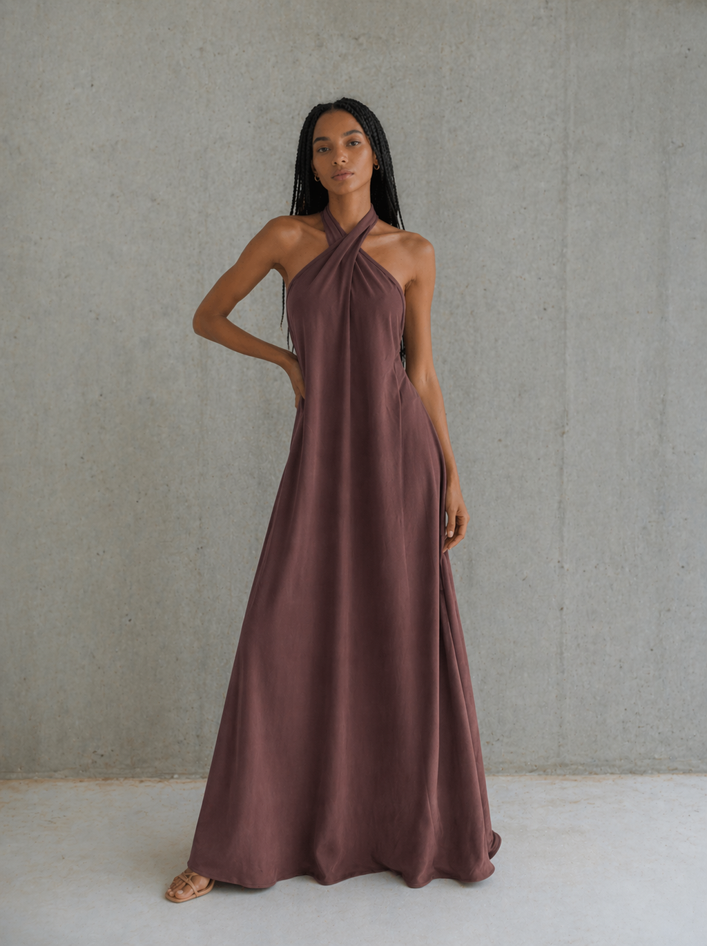 Rubi Halter-Neck Linen Dress