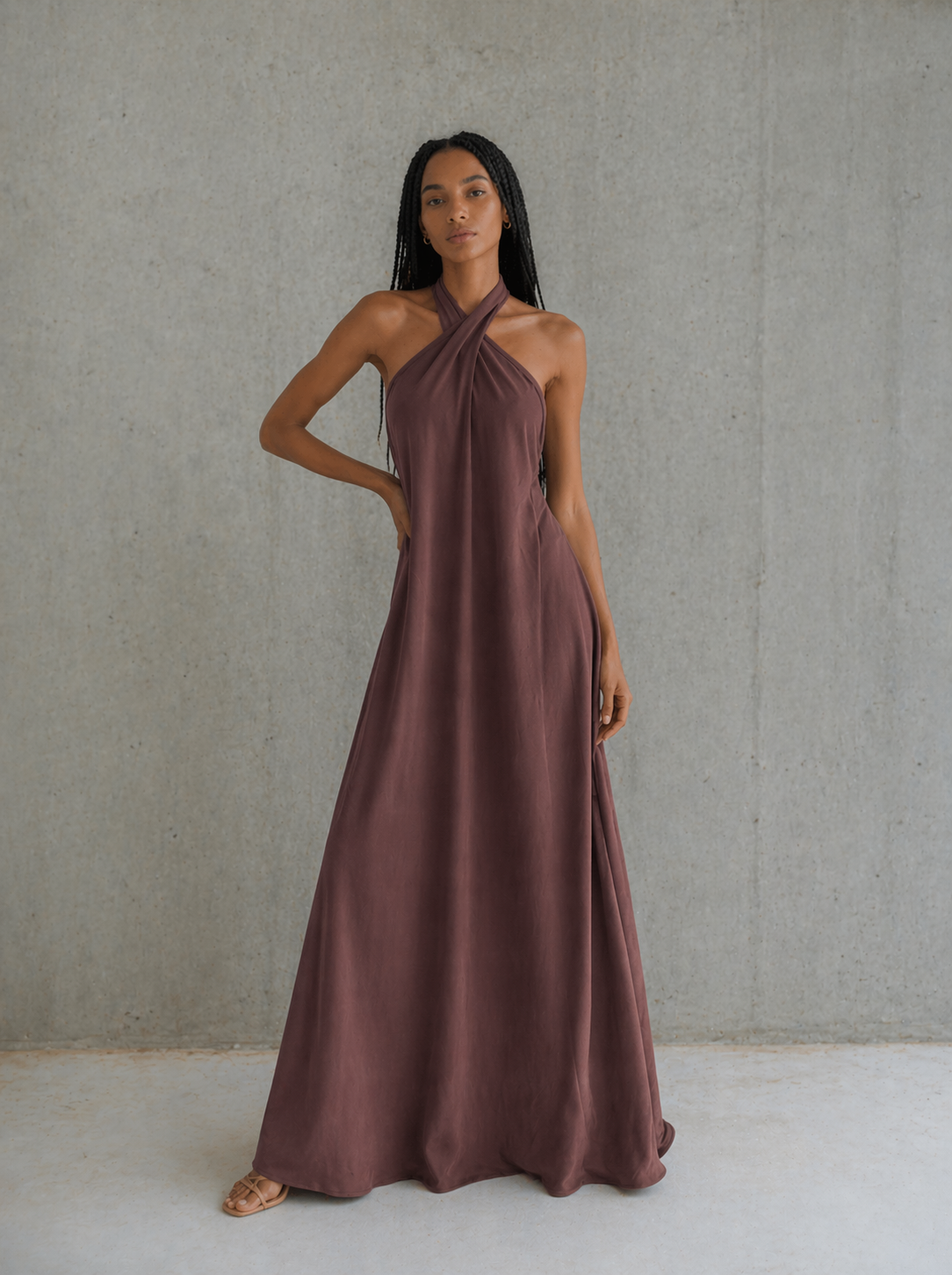 Rubi Halter-Neck Linen Dress