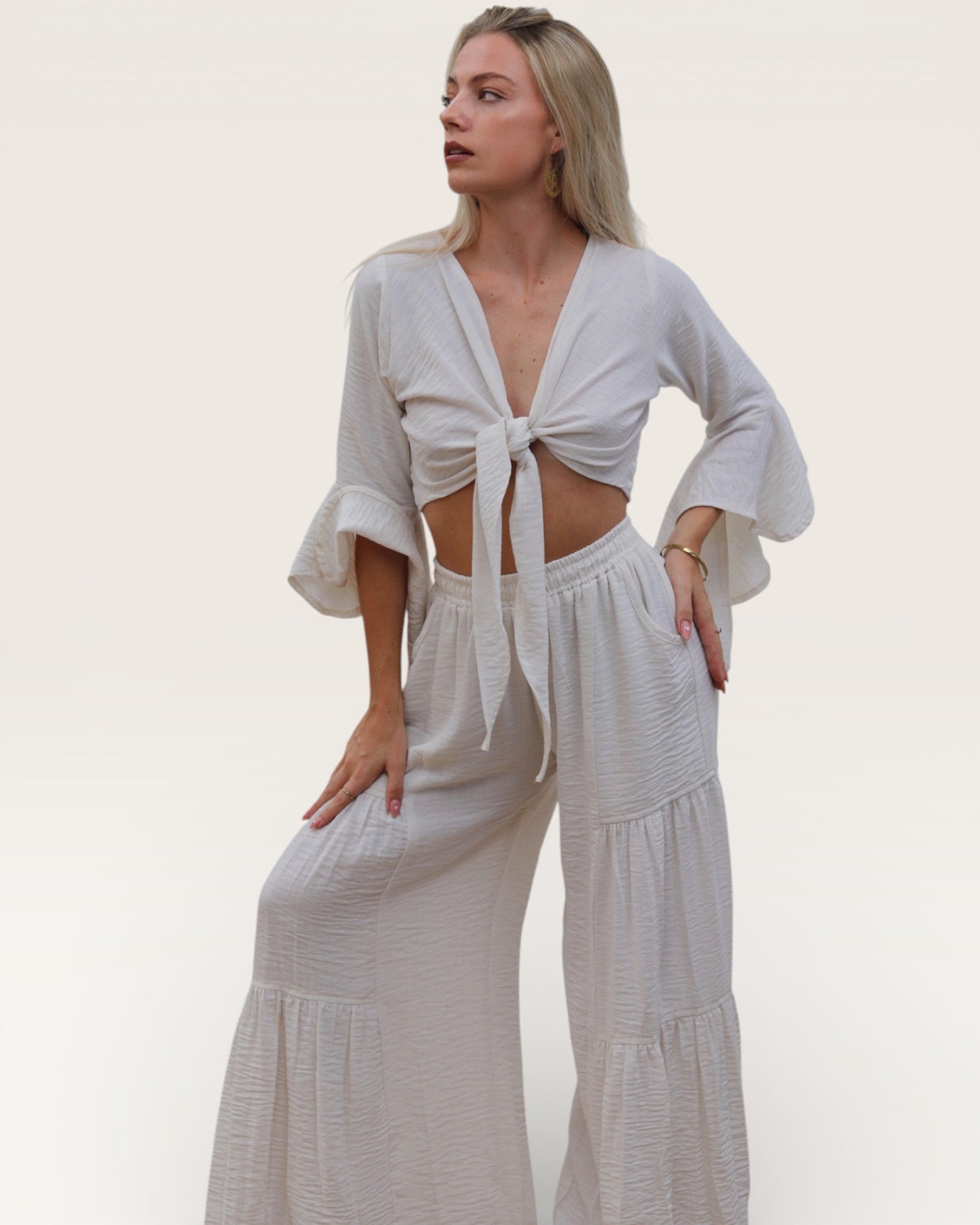 White Waterfall Pants