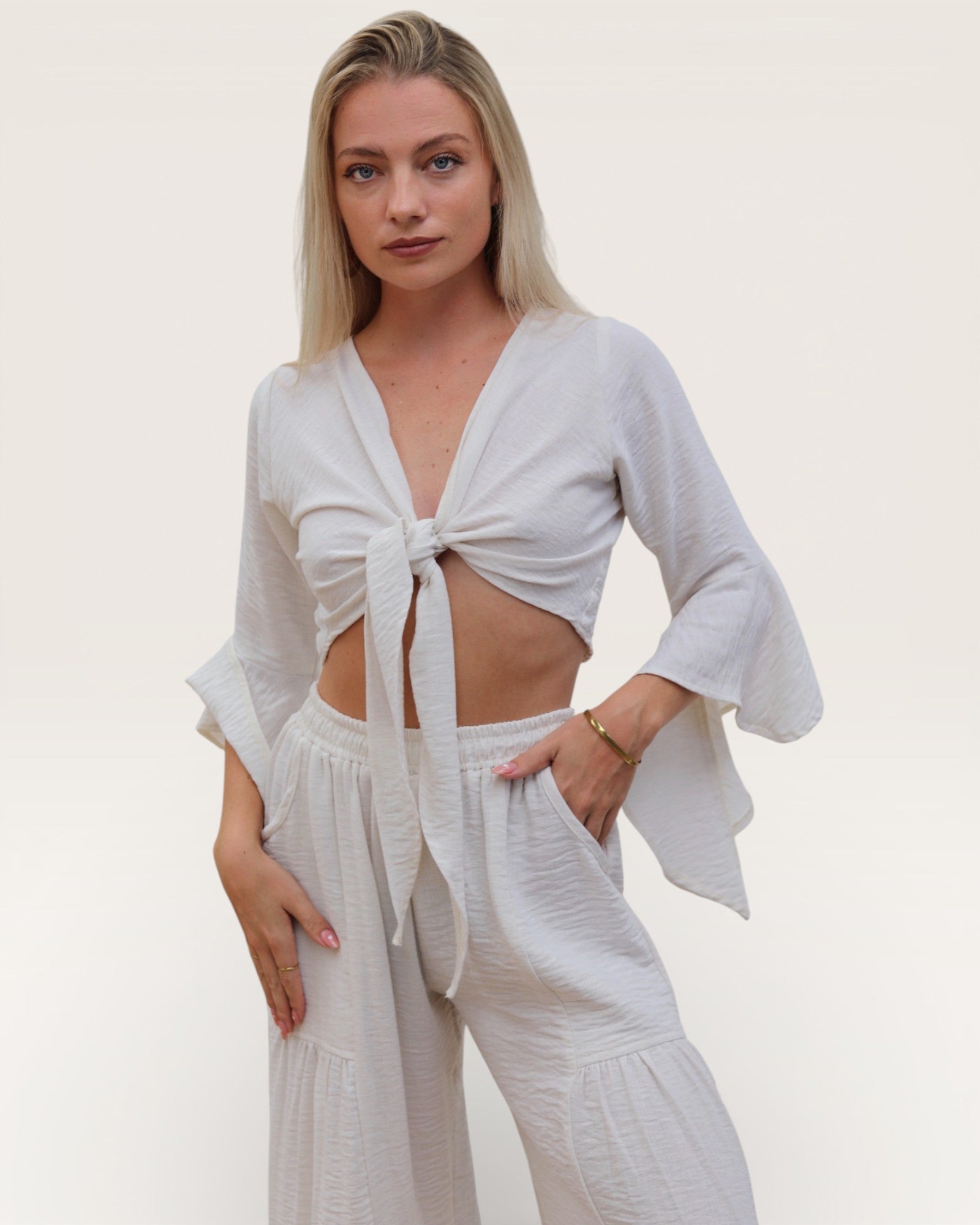 White Bell Sleeved Bolero