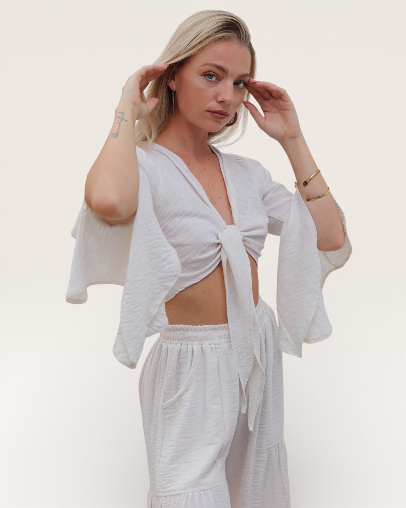 White Bell Sleeved Bolero