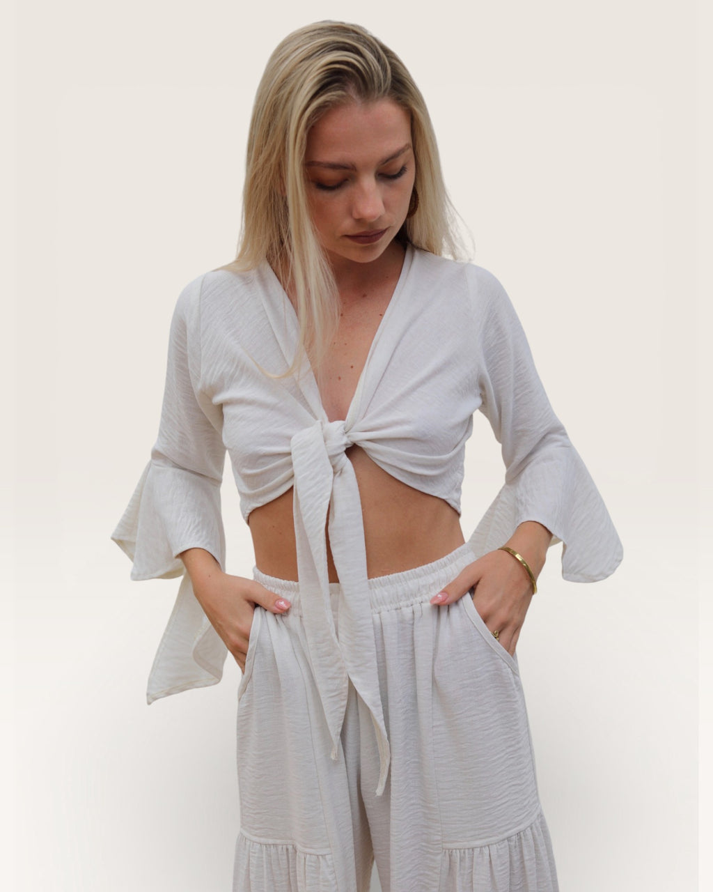 White Bell Sleeved Bolero