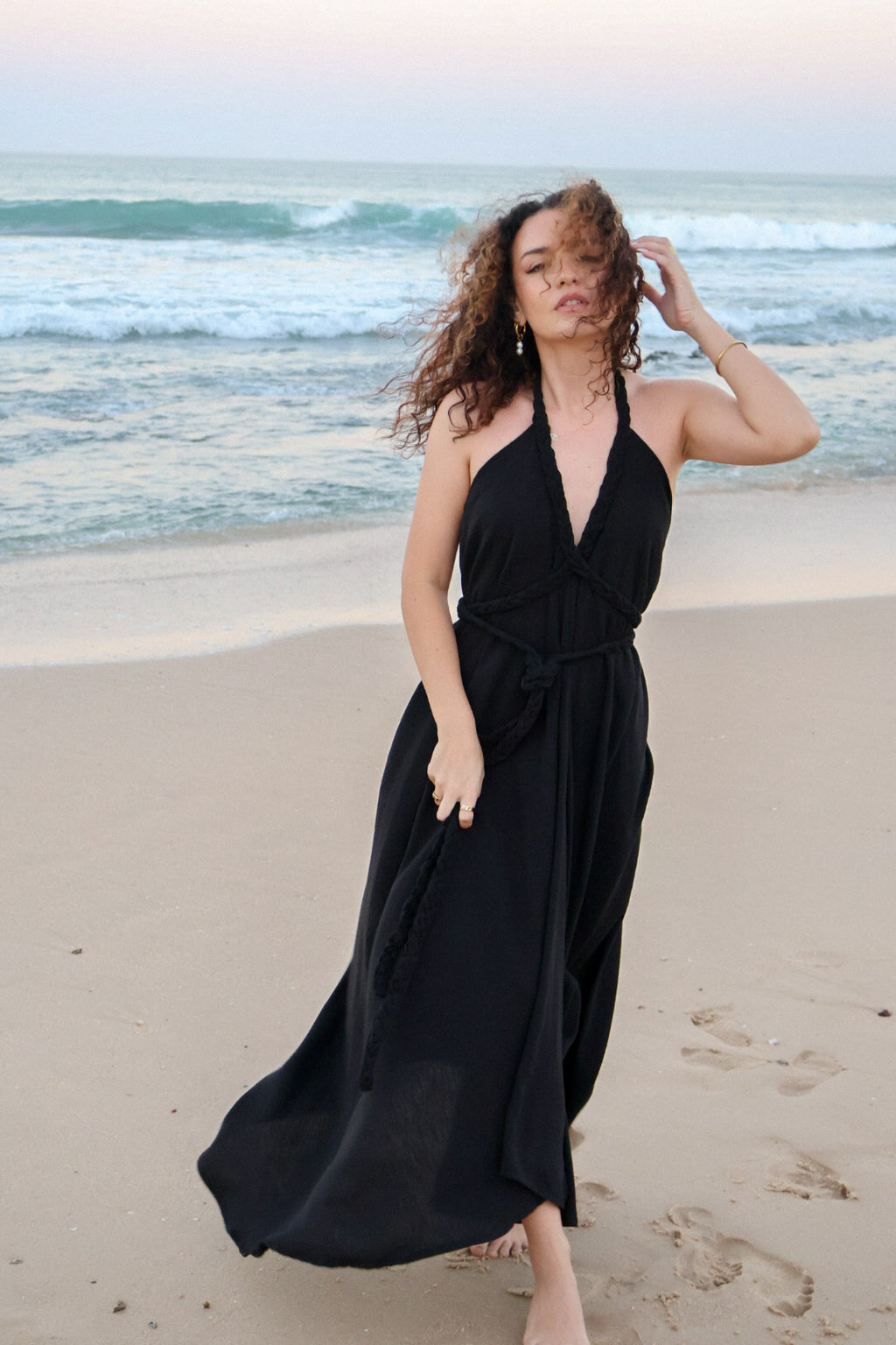 Black Linen Cleopatra Dress