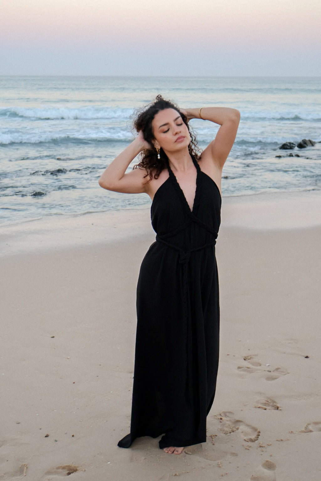 Black Linen Cleopatra Dress