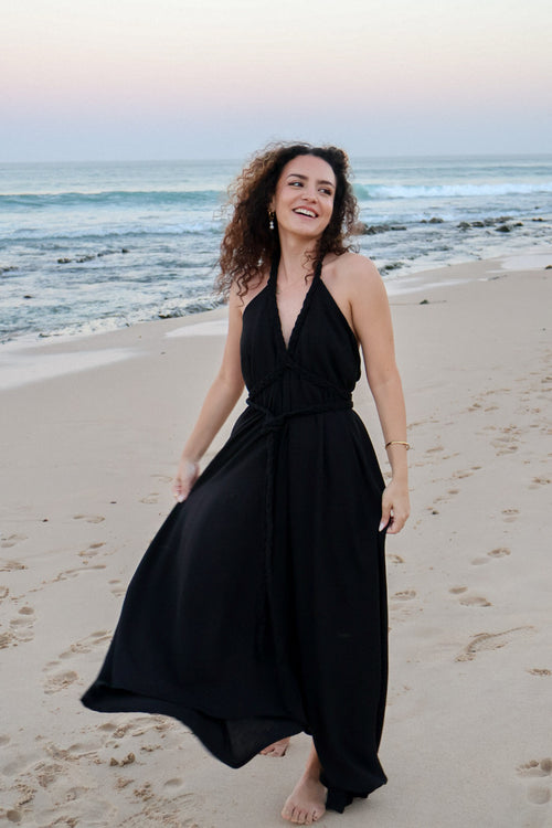 Black Linen Cleopatra Dress