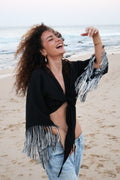 Black Raw Cotton Bolero