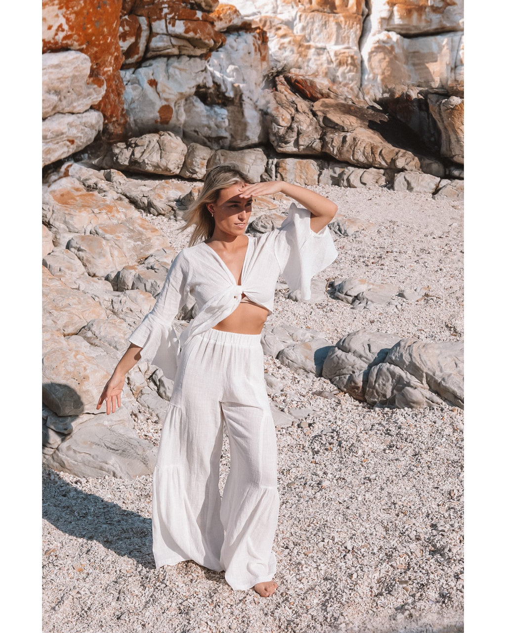 White Waterfall Pants