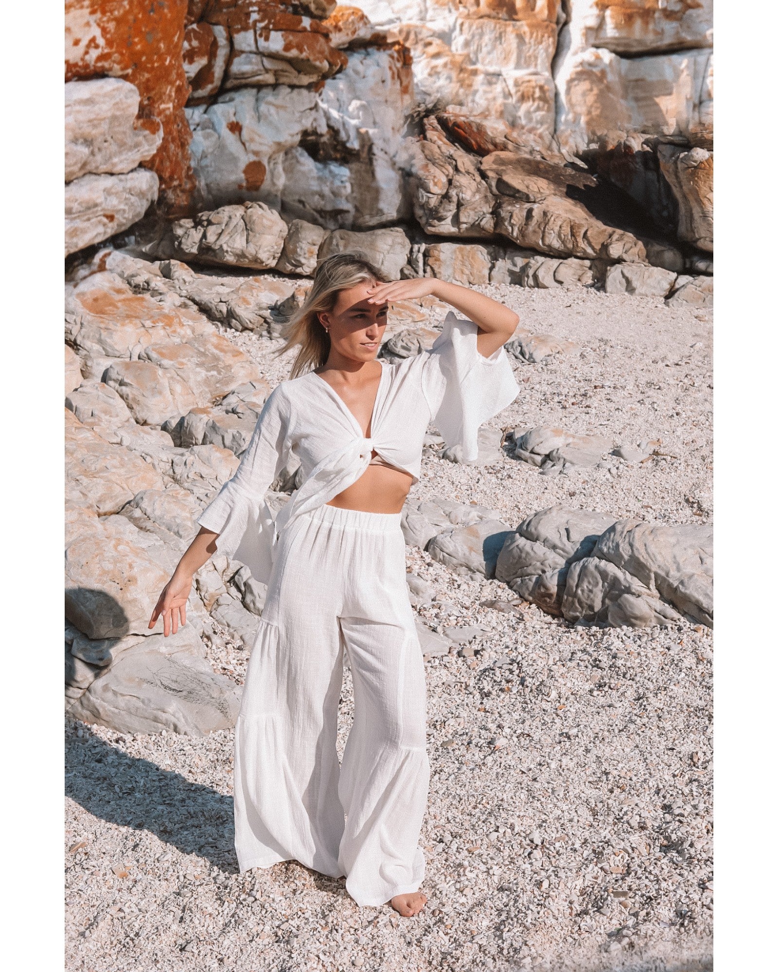 White Waterfall Pants