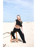 Black Cropped Tie Top