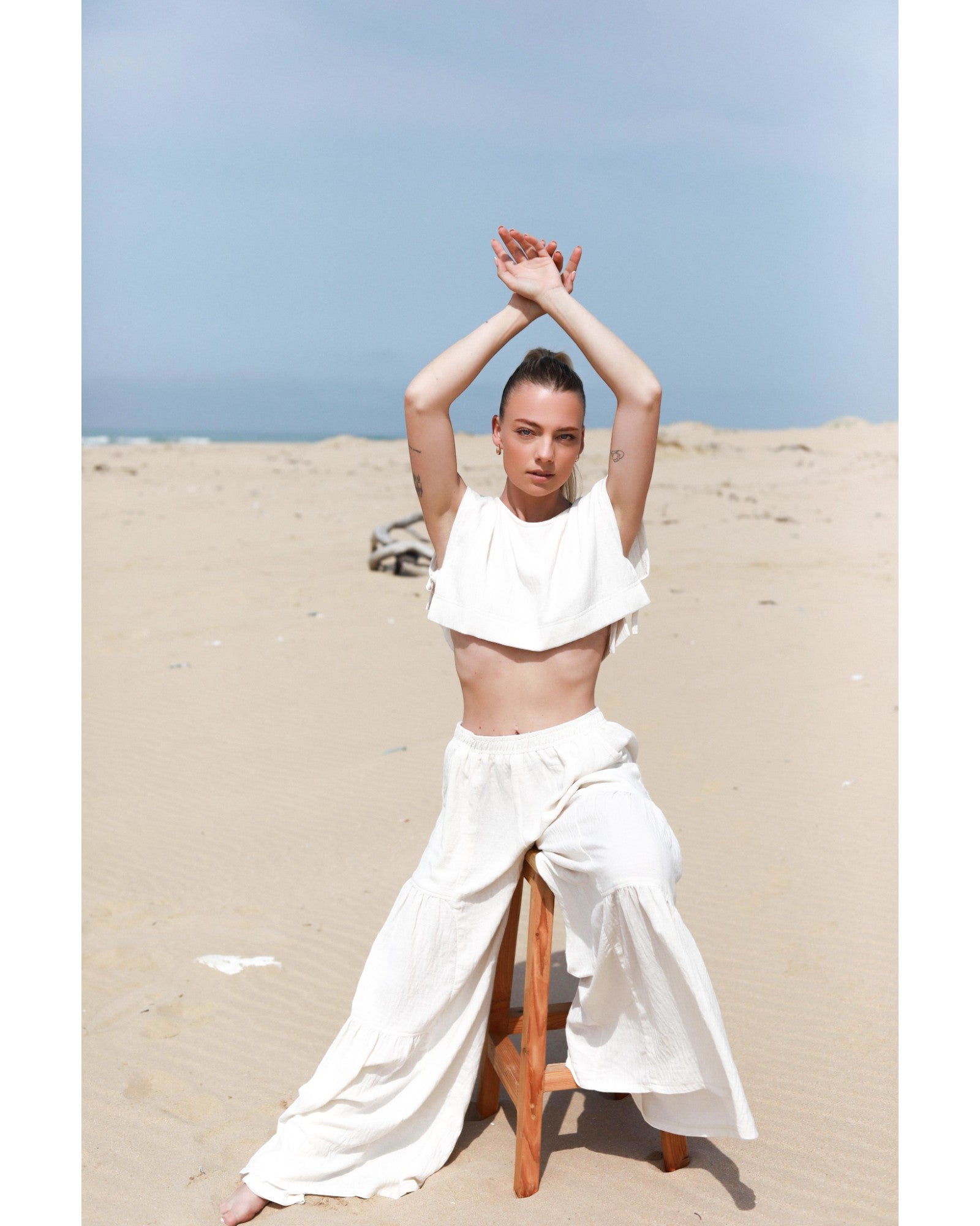White Cropped Tie Top